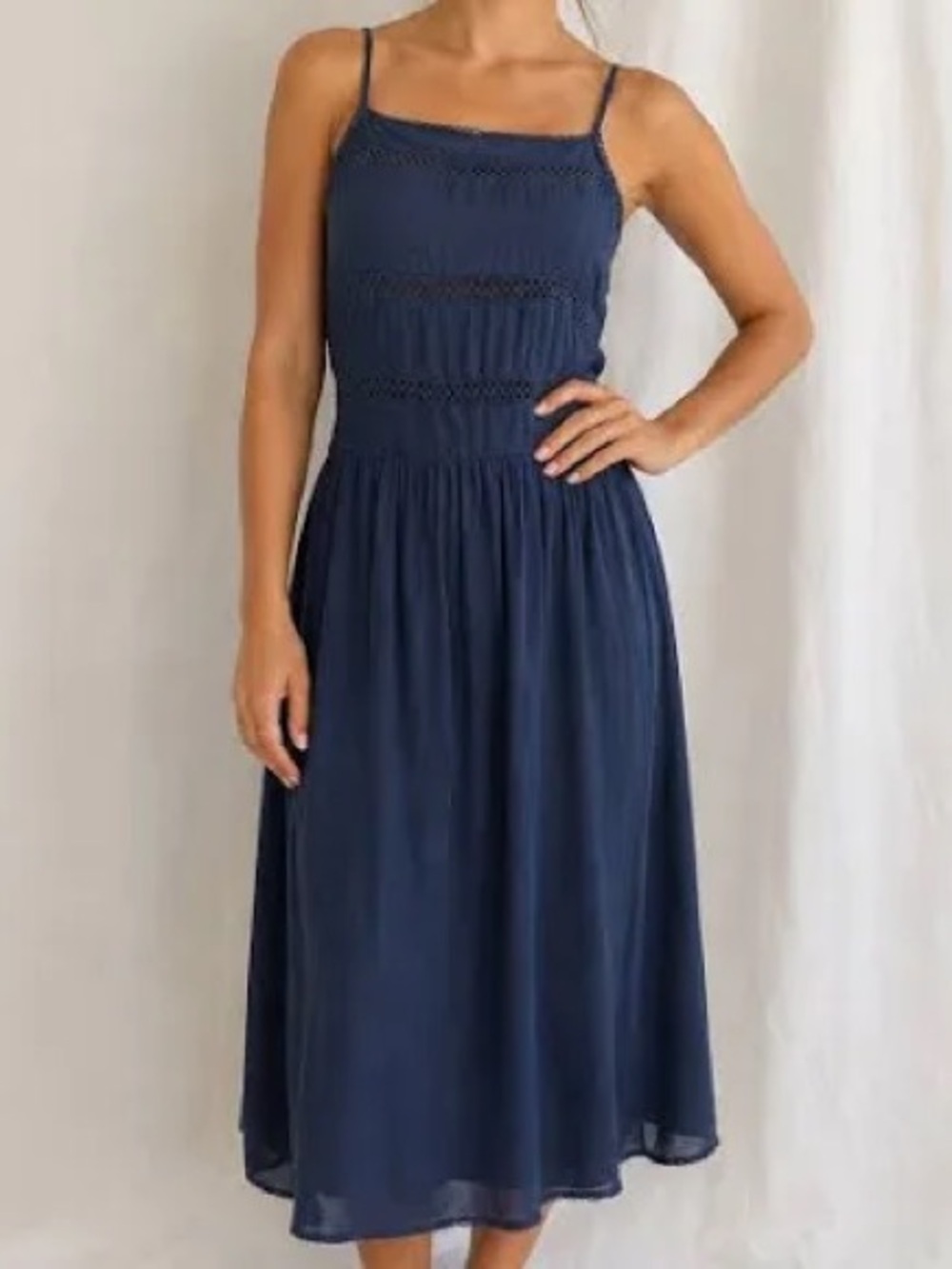 Aritzia Wilfred Honoree Cotton Lace Midi Dress XS